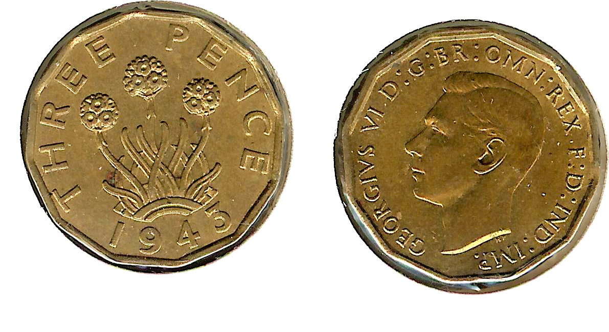 ROYAUME-UNI 3 Pence Georges VI 1943 SPL+